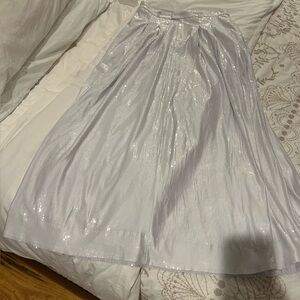 Anthropologie Shimmering Silver A-Line Skirt